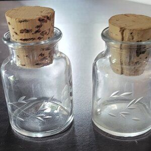 Vintage Princess House Heritage Crystal Etched Spice Jars- Cork Lids